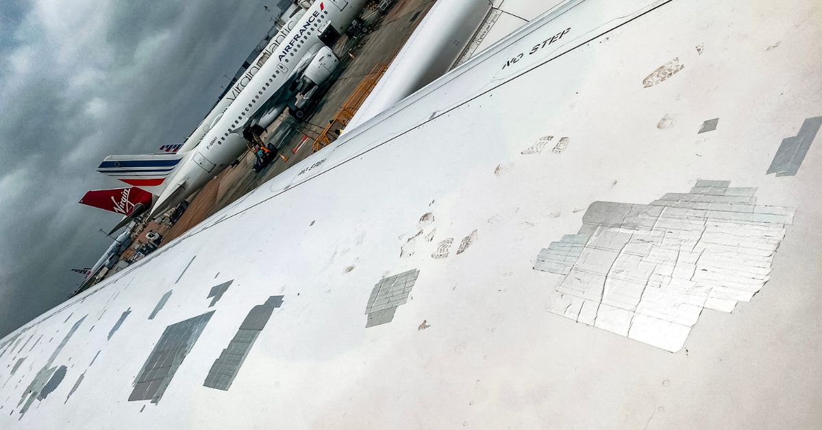 Пасажири були шоковані, коли авіакомпанія використала скотч для ремонту крила літака