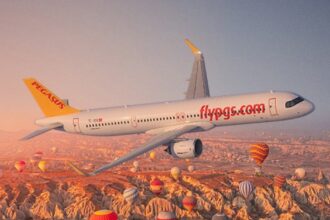 Літак авіакомпанії Pegasus Airlines у фірмовій лівреї