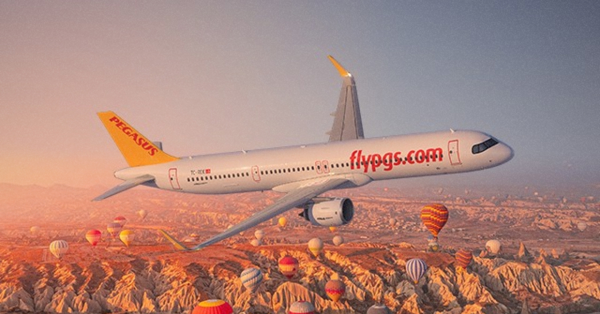 Літак авіакомпанії Pegasus Airlines у фірмовій лівреї