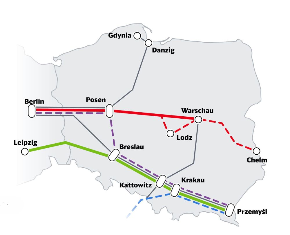 Мапа нових маршрутів Deutsche Bahn з Перемишля та Хельма до Берліна