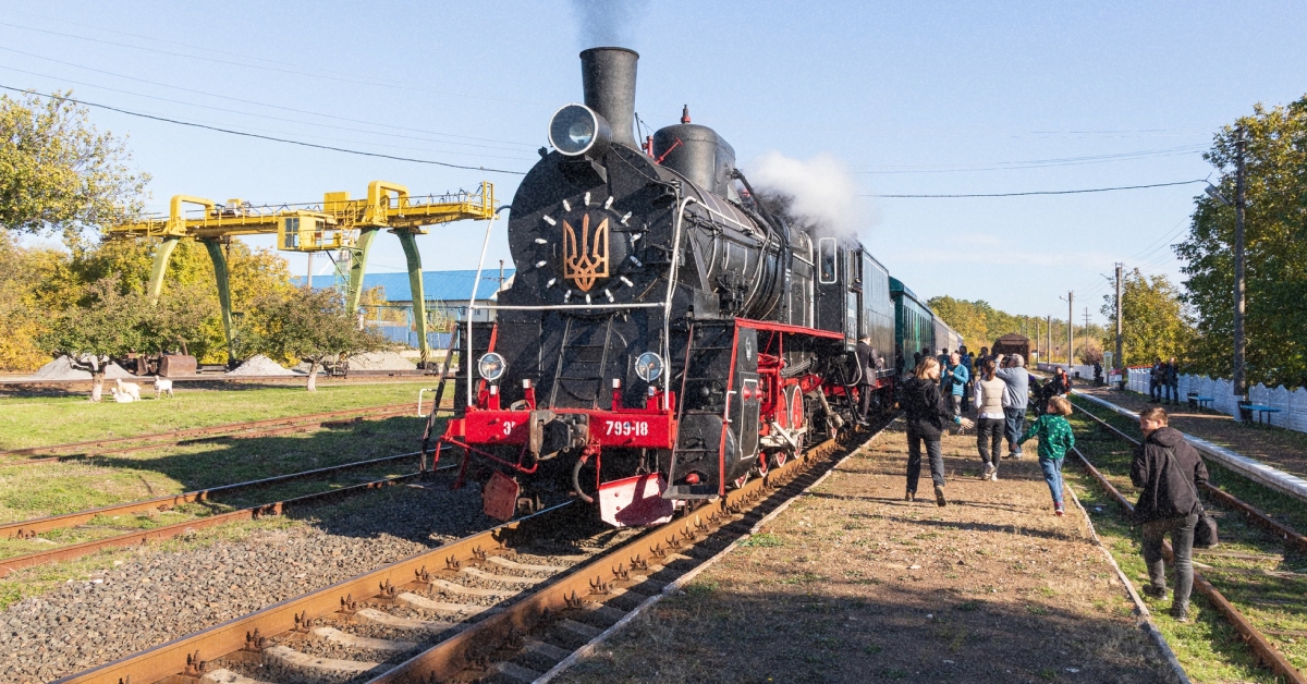 Паровоз на Гайворонській вузькоколійці під час фестивалюПаровоз на Гайворонській вузькоколійці під час фестивалю
