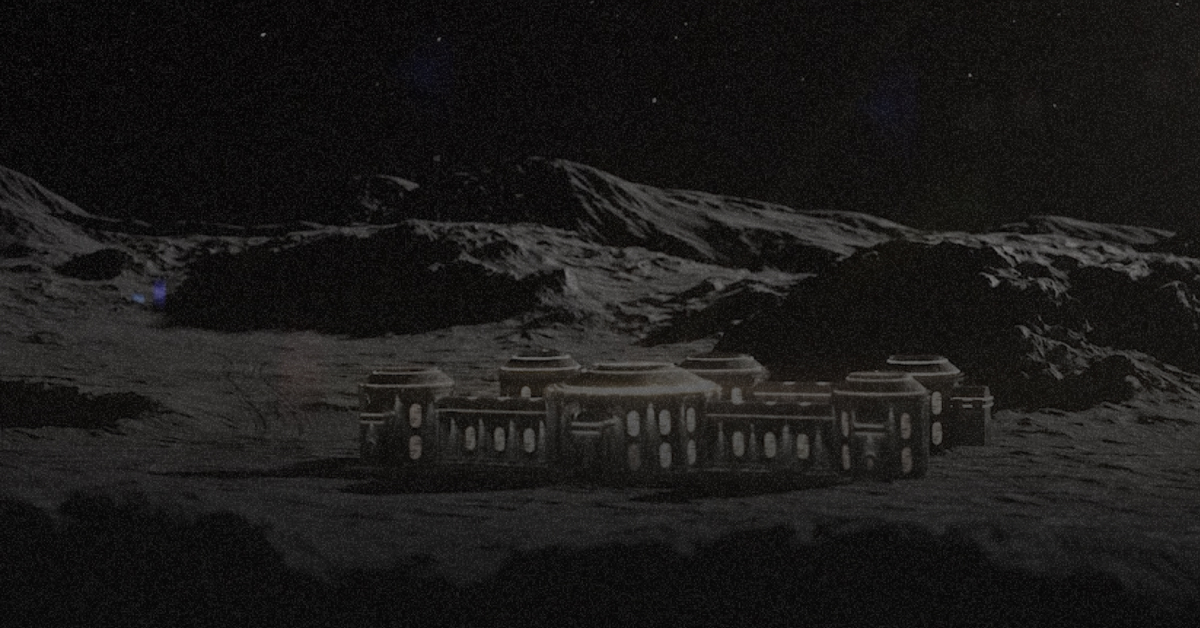 Футуристичний готель на поверхні Місяця з виглядом на Землю