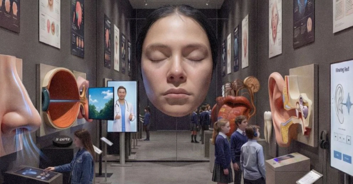 Діти взаємодіють з голограмою мозку в новому освітньому центрі Києва