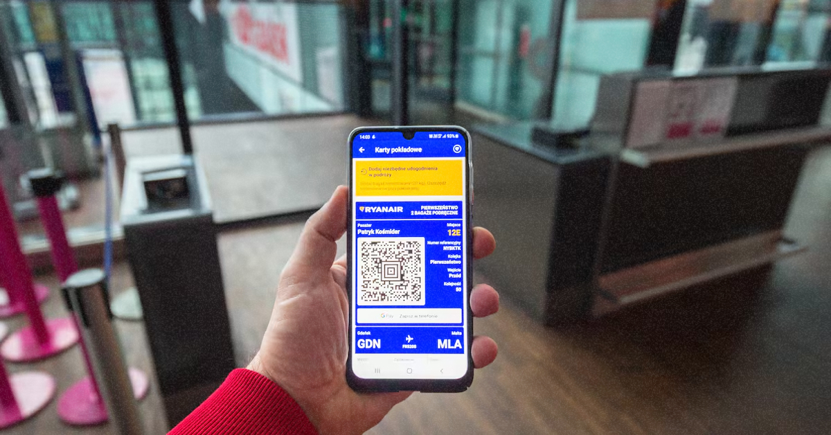 Цифровий посадковий талон у мобільному додатку Ryanair на екрані телефону