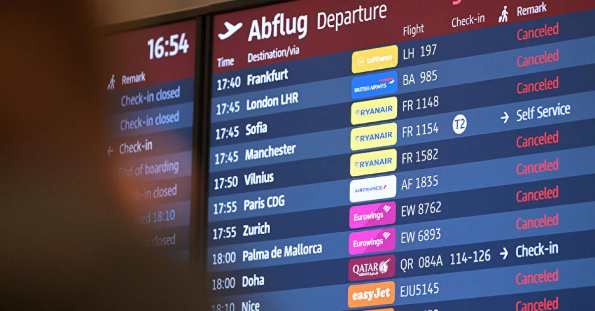 абло вильотів аеропорту Берліна зі статусом «Cancelled» на 18 березня