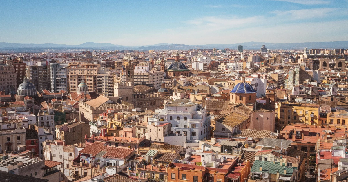 Вид на історичний центр Валенсії з висоти пташиного польоту