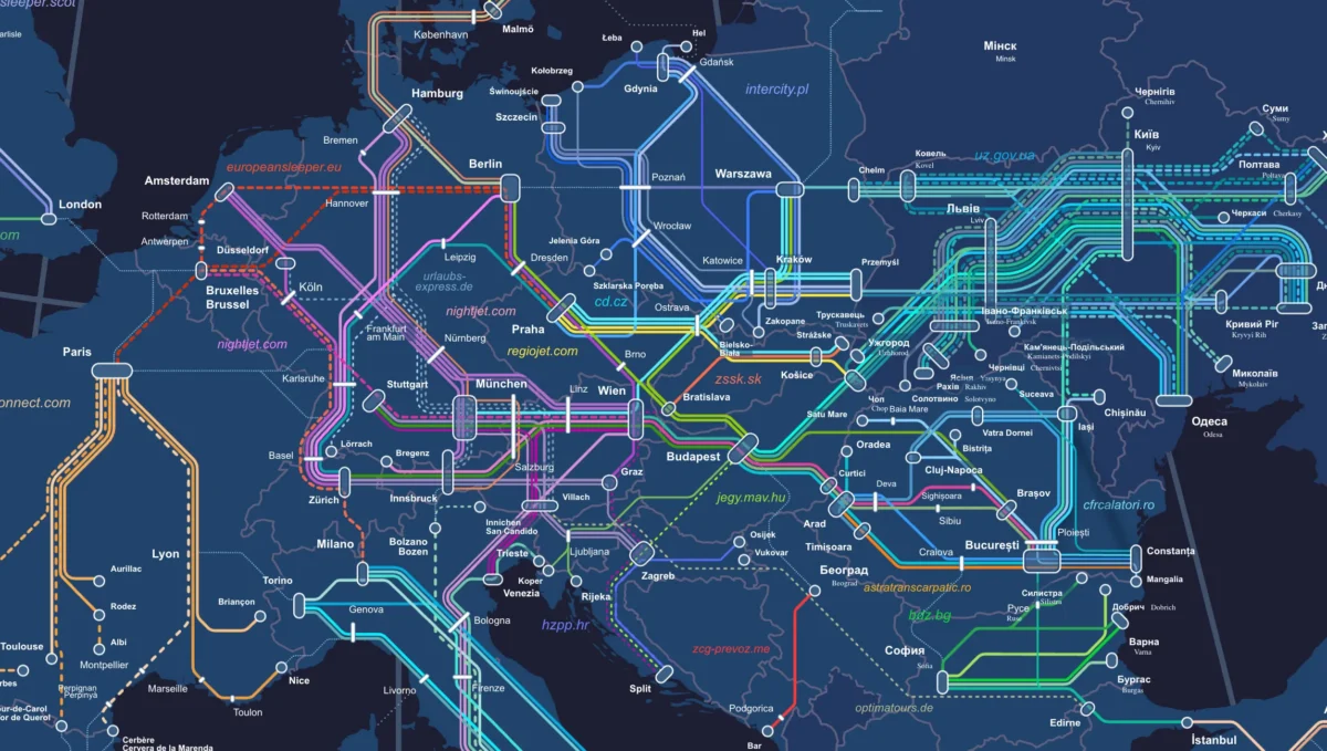 Скріншот мапи на сервісу Back-on-Track.eu